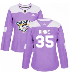 Womens Adidas Nashville Predators 35 Pekka Rinne Authentic Purple Fights Cancer Practice NHL Jersey 