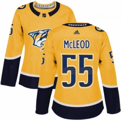 Womens Adidas Nashville Predators 55 Cody McLeod Authentic Gold Home NHL Jersey 