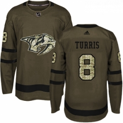 Youth Adidas Nashville Predators 8 Kyle Turris Authentic Green Salute to Service NHL Jersey 