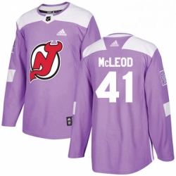 Mens Adidas New Jersey Devils 41 Michael McLeod Authentic Purple Fights Cancer Practice NHL Jersey 