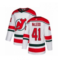 Mens Adidas New Jersey Devils 41 Michael McLeod Authentic White Alternate NHL Jersey 