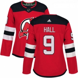 Womens Adidas New Jersey Devils 9 Taylor Hall Authentic Red Home NHL Jersey 