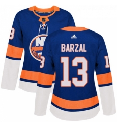 Womens Adidas New York Islanders 13 Mathew Barzal Authentic Royal Blue Home NHL Jersey 