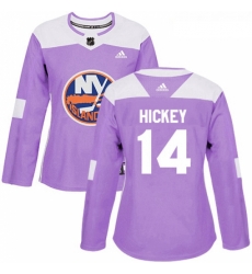 Womens Adidas New York Islanders 14 Thomas Hickey Authentic Purple Fights Cancer Practice NHL Jersey 