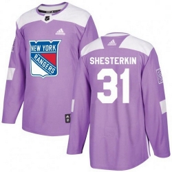 Men Adidas New York Rangers 31 Igor Shesterkin Purple Fights Cancer Practice NHL Jersey