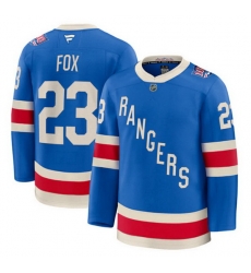 Men New York Rangers 23 Adam Fox Blue Centennial Stitched Hockey Jersey
