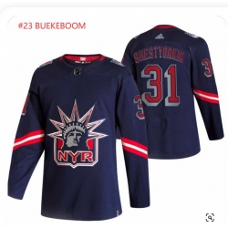 Men New York Rangers #23 Jeff Beukeboom Navy 2020 2021 Reverse Edition Stitched Jersey