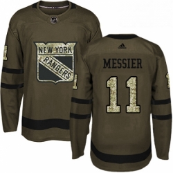 Mens Adidas New York Rangers 11 Mark Messier Premier Green Salute to Service NHL Jersey 