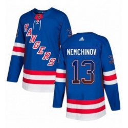 Mens Adidas New York Rangers 13 Sergei Nemchinov Authentic Royal Blue Drift Fashion NHL Jersey 