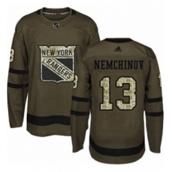 Mens Adidas New York Rangers 13 Sergei Nemchinov Premier Green Salute to Service NHL Jersey 