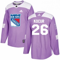 Mens Adidas New York Rangers 26 Joe Kocur Authentic Purple Fights Cancer Practice NHL Jersey 