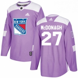 Mens Adidas New York Rangers 27 Ryan McDonagh Authentic Purple Fights Cancer Practice NHL Jersey 