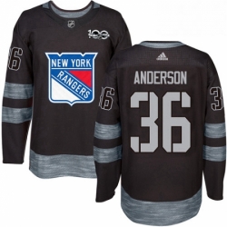 Mens Adidas New York Rangers 36 Glenn Anderson Authentic Black 1917 2017 100th Anniversary NHL Jersey 