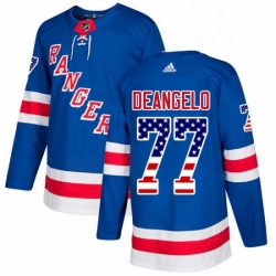 Mens Adidas New York Rangers 77 Anthony DeAngelo Authentic Royal Blue USA Flag Fashion NHL Jersey 