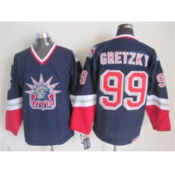 NHL New York Rangers #99 Wayne Gretzky Dark blue jerseys[Retro Former head]