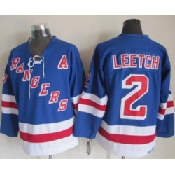 New York Rangers #2 Brian Leetch Light Blue CCM Throwback Stitched NHL Jersey