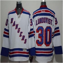 New York Rangers #30 Henrik Lundqvist White Stitched NHL Jersey