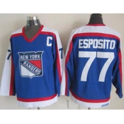 New York Rangers #77 Phil Esposito Blue&White CCM Throwback Stitched NHL Jersey