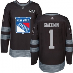 Rangers #1 Eddie Giacomin Black 1917 2017 100th Anniversary Stitched NHL Jersey