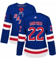 Womens Adidas New York Rangers 22 Mike Gartner Authentic Royal Blue Home NHL Jersey 