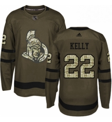 Mens Adidas Ottawa Senators 22 Chris Kelly Authentic Green Salute to Service NHL Jersey 