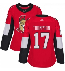 Womens Adidas Ottawa Senators 17 Nate Thompson Authentic Red Home NHL Jersey 