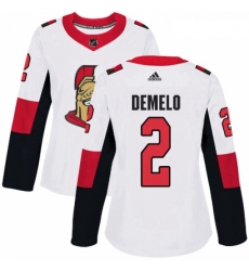 Womens Adidas Ottawa Senators 2 Dylan DeMelo Authentic White Away NHL Jersey 