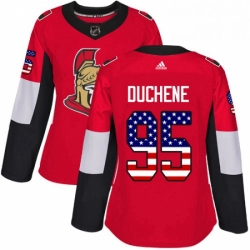 Womens Adidas Ottawa Senators 95 Matt Duchene Authentic Red USA Flag Fashion NHL Jersey 