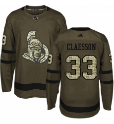 Youth Adidas Ottawa Senators 33 Fredrik Claesson Premier Green Salute to Service NHL Jersey 