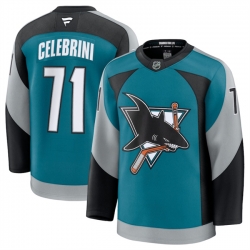 Men San Jose Sharks 71 Macklin Celebrini Teal 2025 Alternate Stitched Hockey Jersey