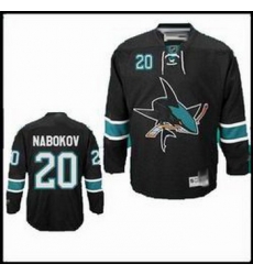 San Jose Sharks 20 NABOKOV Black Jerseys