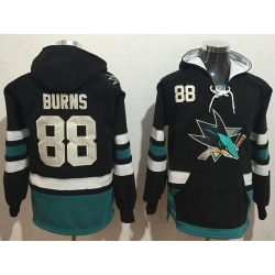 Sharks #88 Brent Burns Black Name & Number Pullover NHL Hoodie