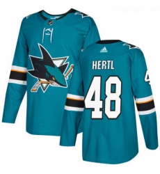 Youth Adidas San Jose Sharks 48 Tomas Hertl Premier Teal Green Home NHL Jersey 