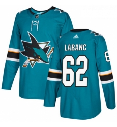 Youth Adidas San Jose Sharks 62 Kevin Labanc Authentic Teal Green Home NHL Jersey 