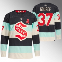 Men Seattle Kraken 37 Yanni Gourde 2024 Deep Sea Blue Winter Classic Stitched Jersey