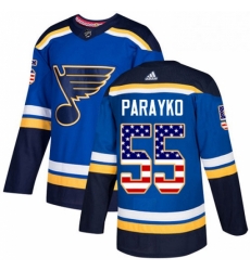 Mens Adidas St Louis Blues 55 Colton Parayko Authentic Blue USA Flag Fashion NHL Jersey 