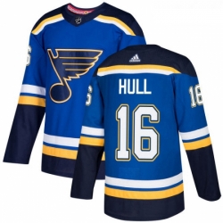 Youth Adidas St Louis Blues 16 Brett Hull Authentic Royal Blue Home NHL Jersey 