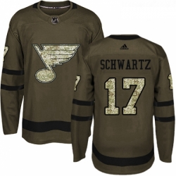 Youth Adidas St Louis Blues 17 Jaden Schwartz Premier Green Salute to Service NHL Jersey 