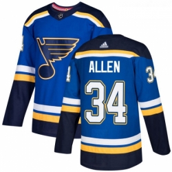 Youth Adidas St Louis Blues 34 Jake Allen Authentic Royal Blue Home NHL Jersey 