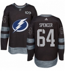 Mens Adidas Tampa Bay Lightning 64 Matthew Spencer Authentic Black 1917 2017 100th Anniversary NHL Jersey 