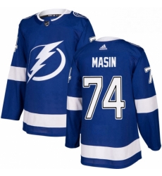 Mens Adidas Tampa Bay Lightning 74 Dominik Masin Authentic Royal Blue Home NHL Jersey 