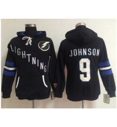 Women Tampa Bay Lightning #9 Tyler Johnson Black Old Time Heidi NHL Hoodie