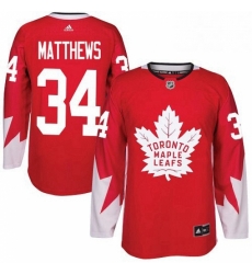 Mens Adidas Toronto Maple Leafs 34 Auston Matthews Authentic Red Alternate NHL Jersey 