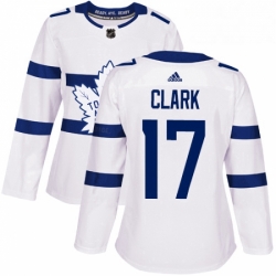 Womens Adidas Toronto Maple Leafs 17 Wendel Clark Authentic White 2018 Stadium Series NHL Jersey 