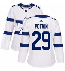 Womens Adidas Toronto Maple Leafs 29 Felix Potvin Authentic White 2018 Stadium Series NHL Jersey 