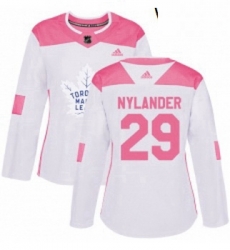 Womens Adidas Toronto Maple Leafs 29 William Nylander Authentic WhitePink Fashion NHL Jersey 