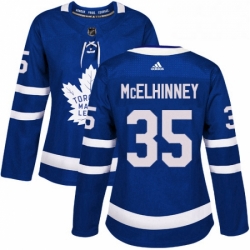 Womens Adidas Toronto Maple Leafs 35 Curtis McElhinney Authentic Royal Blue Home NHL Jersey 