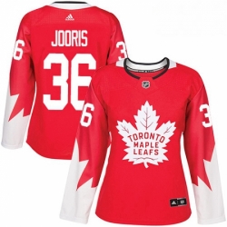 Womens Adidas Toronto Maple Leafs 36 Josh Jooris Authentic Red Alternate NHL Jersey 