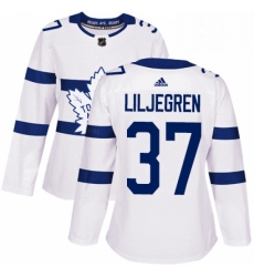 Womens Adidas Toronto Maple Leafs 37 Timothy Liljegren Authentic White 2018 Stadium Series NHL Jersey 