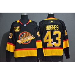 Canucks 43 Quinn Hughes Black 50th Season Adidas Jersey